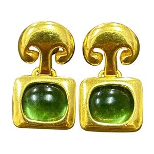 Metropolitan Museum of Arts Elegant 14 K Gold and Green Earrings